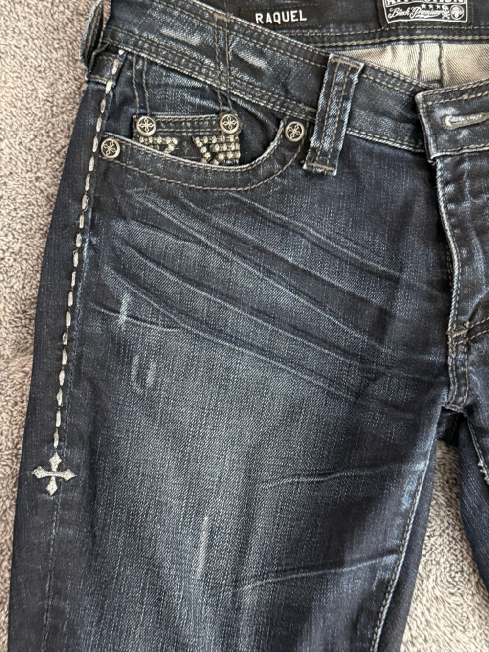 Affliction Women's Raquel Skinny Jeans - Dark Blue - Picture 3 of 5